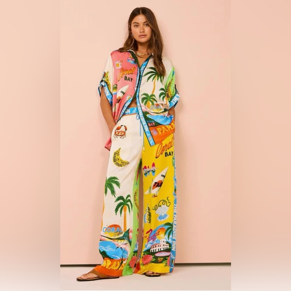 Summer Linen Button Down and Wide Leg Pants